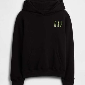 Kids Relaxed Gap Graphic Black Hoodie