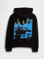 Kids Relaxed Gap Graphic Black Hoodie