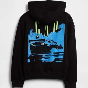 Kids Relaxed Gap Graphic Black Hoodie